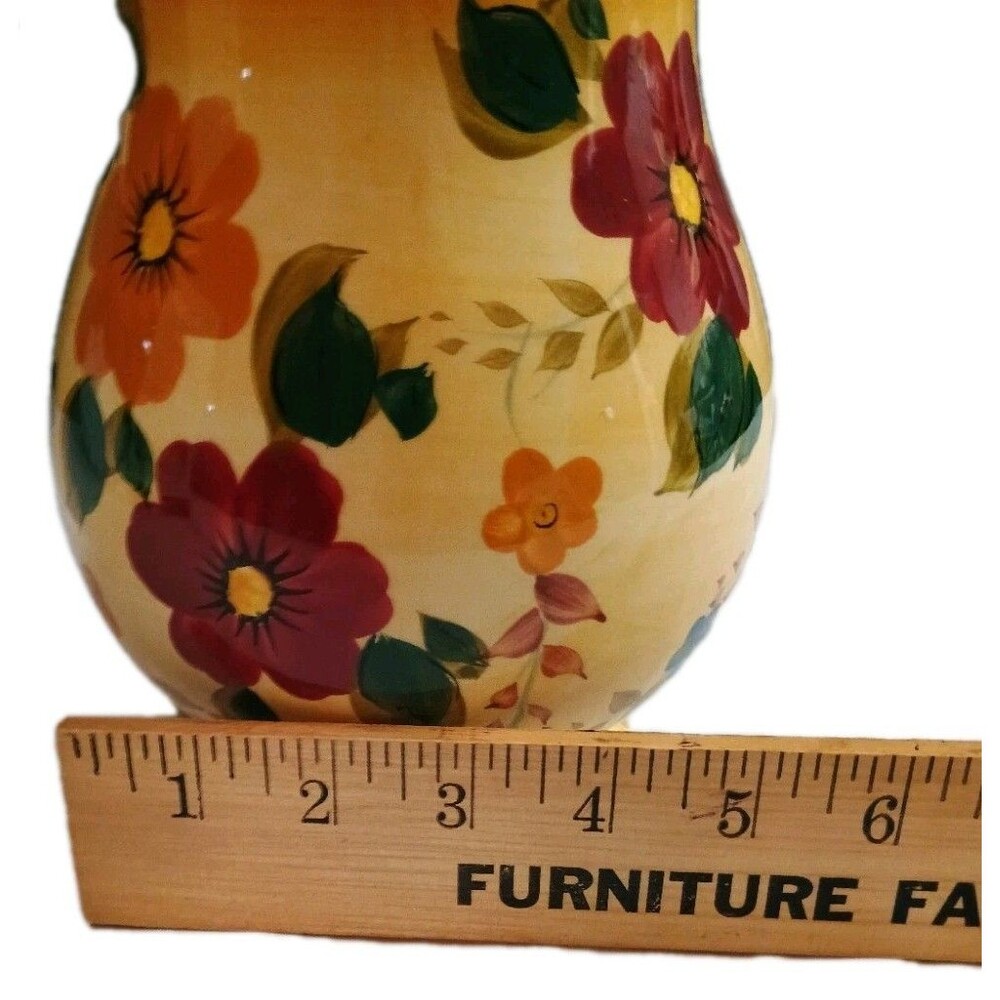 VTG Oneida Sunset Bouquet Hand Painted Ceramic Canister Airtight Hinged Lid 8" - Picture 8 of 16